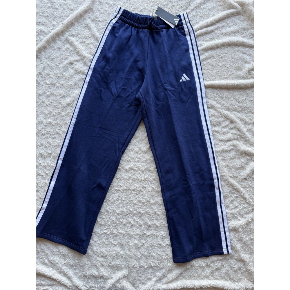 adidas Women's 3-Stripes Straight Leg Activewear Pants S Dark Blue White